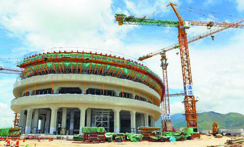 Buildings near completion on HZM Bridge islands