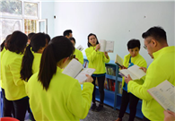 Reading room set up for rural children