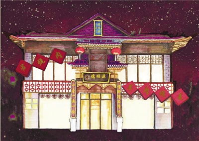 Jiangsu girl draws nighttime views of Hohhot