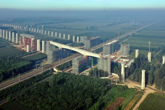 Railway bridge for Beijing-Xiongan high-speed train rotated