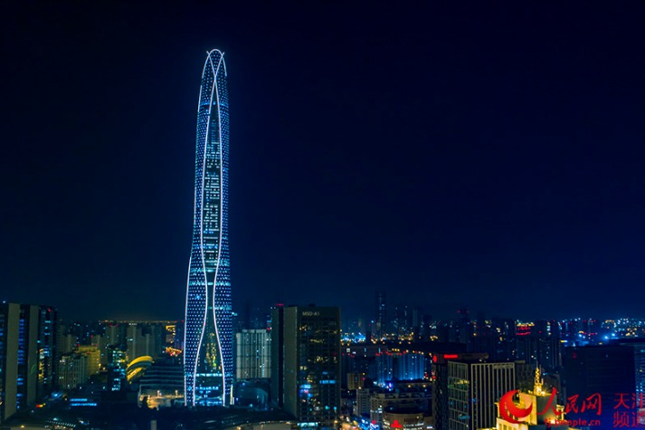 Tianjin's landmark building lights to celebrate the upcoming 70th anniversary