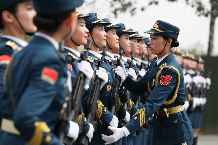 Soldiers train for National Day military parade