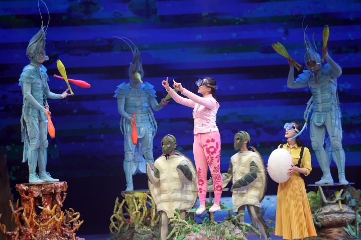 Grand acrobatic show staged in E China’s Jiangsu