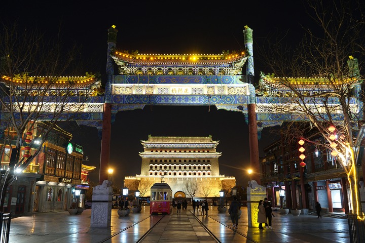 Historic pedestrian street in the capital lights up