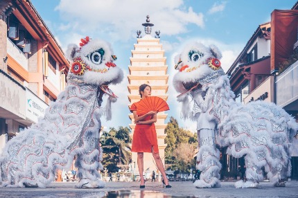 The lion dance brings good luck for Chinese New Year