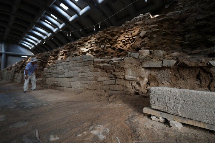 View of prehistoric site Shimao ruins in NW China