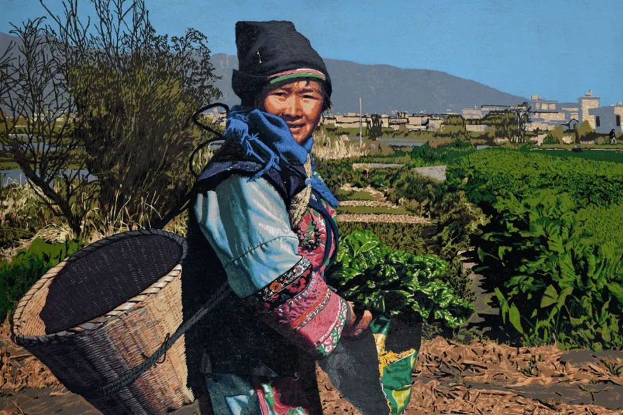 Woodblock prints by Mao Xiangyan on display in Yunnan