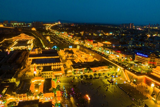 Beautiful night view of Xinzhou ancient city in Shanxi