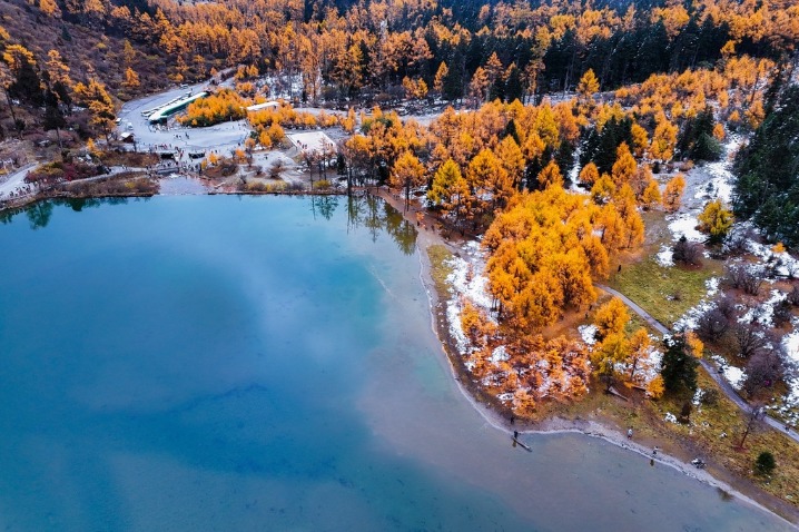 Bipenggou in Sichuan welcomes its first snowfall