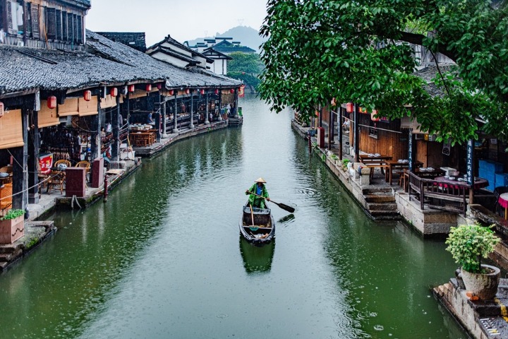 Anchang Ancient Town presents a picturesque landscape