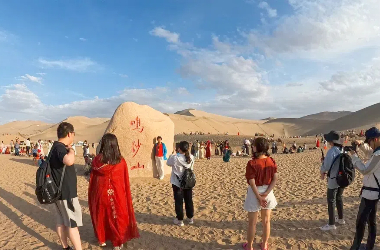 Post-rain splendor of Dunhuang desert