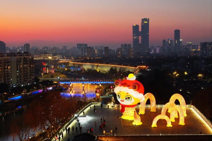 Adorable snake lit up to welcome new year